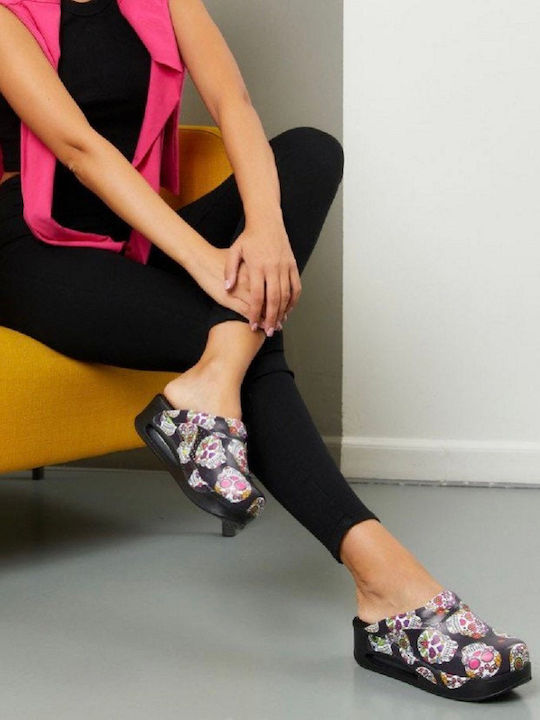 TerlikSabo Air Max Γυναικεία Δερμάτινα Ανατομικά Σαμπό Skull Flower