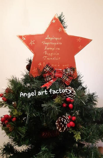 Wood Christmas Decorative Star Red