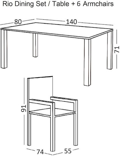 Garten- und Outdoor-Möbelsets Rio 6 Stück Weiß E250,21L