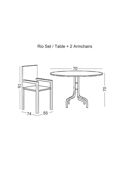 Garten- und Outdoor-Möbelsets für kleinen Raum Rio 3 Stück Anthrazit E270,51S