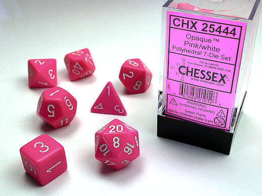 Chessex Dungeons & Dragons Dice 7pcs 20384 Translucent Pink/White Mini Polyhedral