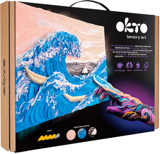 Okto DIY Creative 3D Painting Set with Clay Katsushika Hokusai The Great Wave Off Kanagawa (Ages 12-99) 10004