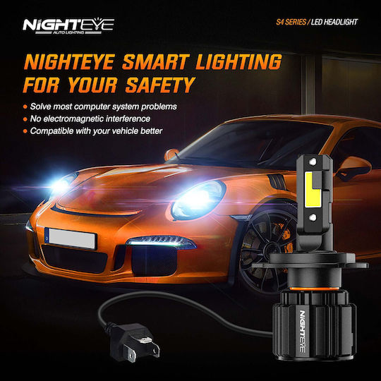 Nighteye Λάμπες Αυτοκινήτου H4 LED 6500K Ψυχρό Λευκό 32V 72W