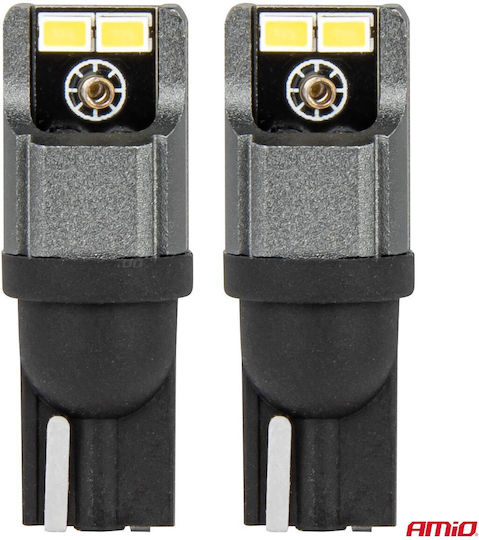 AMiO Λάμπες Αυτοκινήτου T10 / W5W Canbus LED 6000K Ψυχρό Λευκό 12-24V 2τμχ