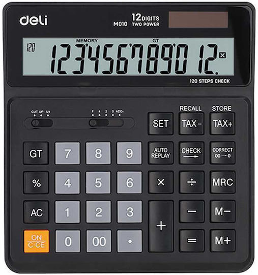 Deli 1120 Αριθμομηχανή 12 Ψηφίων σε Μαύρο Χρώμα