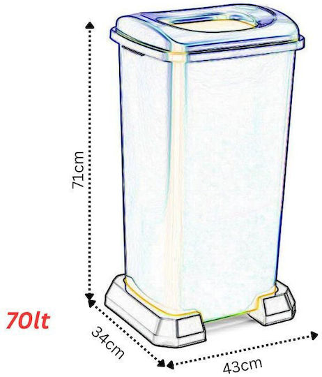 4398 Recycling Plastic Waste Bin 70lt Red