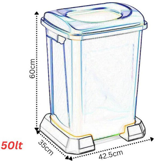 4395 Recycling Plastic Waste Bin 50lt Blue