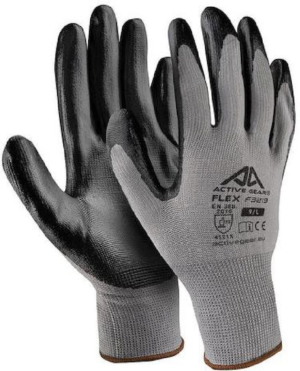 Active Gear Flex F3217 Γάντια Εργασίας Γκρι Νιτριλίου