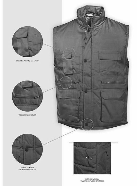 Fageo Men's Safety Vest Blue with Many Pockets
