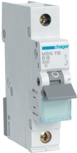 Hager Automatic Circuit Breaker 6A Single-pole AC MCN106E