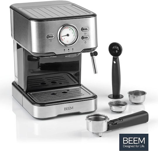 Beem Mașină de Espresso 1100W Presiune 15bar pentru Cappuccino Argintie