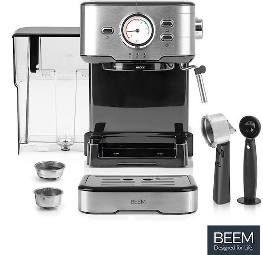 Beem Mașină de Espresso 1100W Presiune 15bar pentru Cappuccino Argintie