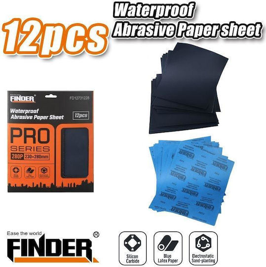 Finder Φύλλο Λείανσης Απλό 230x280mm Σετ 12τμχ