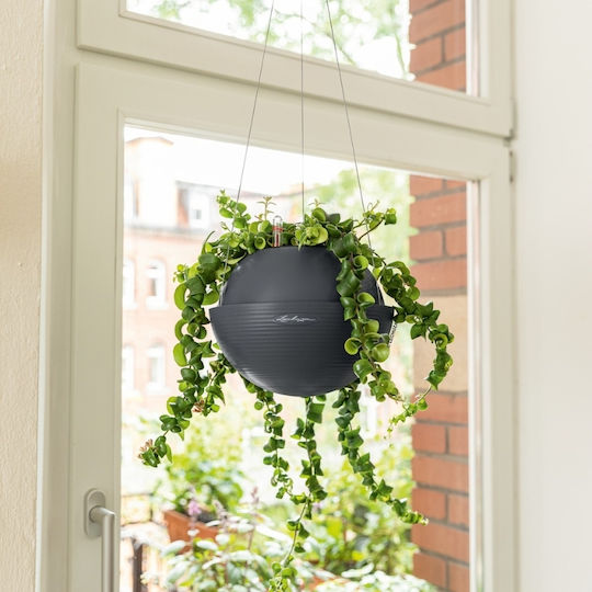 Lechuza Bola Plastic Flower Pot Charcoal 32x32x25cm