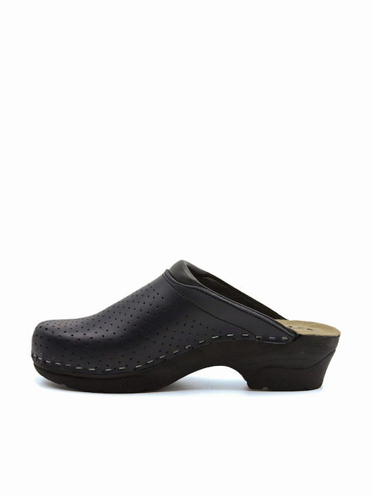 Comfort Way Shoes Women's Leather Anatomic Clogs Black