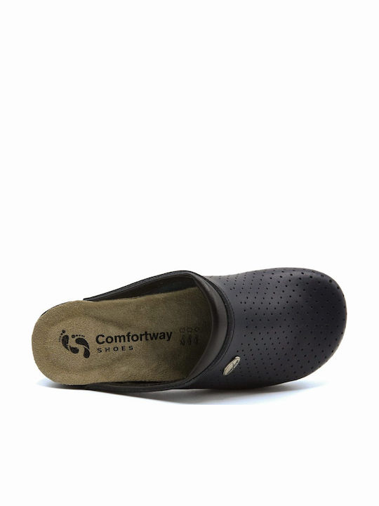 Comfort Way Shoes Women's Leather Anatomic Clogs Black