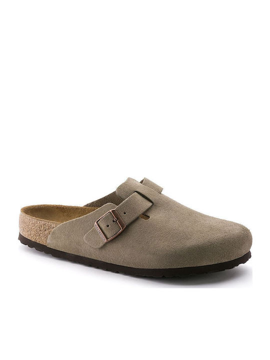 Boston Suede Leather Winter Women's Slippers Brown Narrow Fit