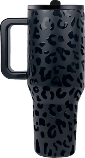 Cool'NMore Чаша с дръжка Термос Неръждаема стомана Без BPA 600мл Glamour Black с Сламка и Дръжка