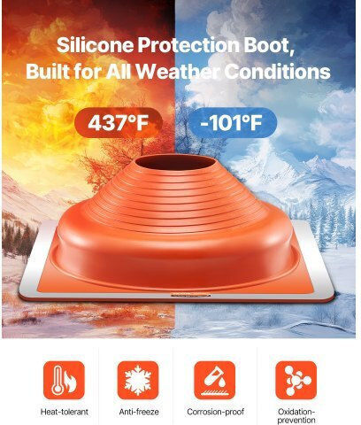 Vevor 2 Pieces Metal Roof Pipe Sealant Pipe Cover 6-3/4"-14" High Temperature Silicone Wdgdtghsgjl1cl6utv0