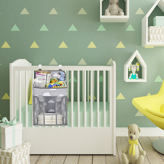 Crib Organizer Tecos Diapers Accessories Other Essentials Baby Care 43x28x20cm Hangable on Crib Gray