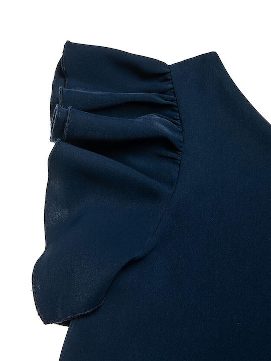 Kinder-Crop-Top Kurzarm Blau