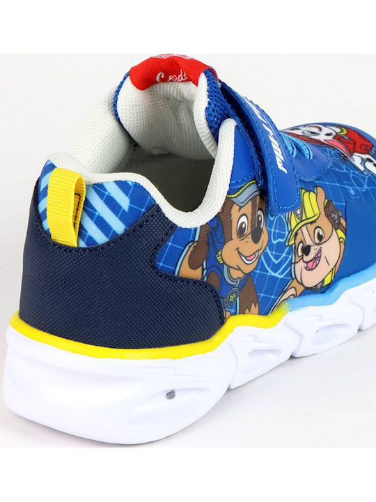 Paw Patrol Παιδικά Sneakers Ανατομικά με Σκρατς & Φωτάκια Μπλε