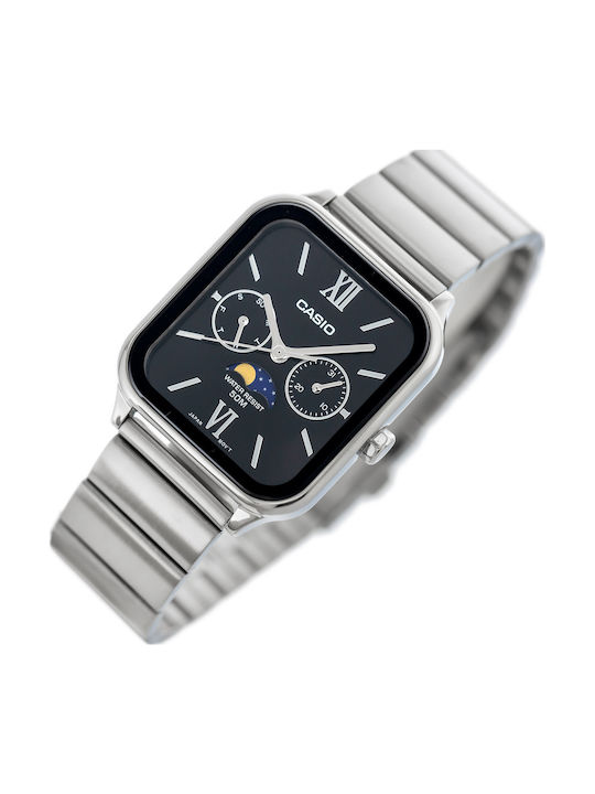 Casio Herrenuhren 34mm Chronograph Batterie mit Schwarz Rostfreier Stahl Armband
