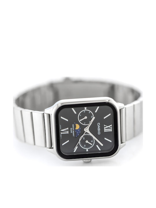 Casio Herrenuhren 34mm Chronograph Batterie mit Schwarz Rostfreier Stahl Armband