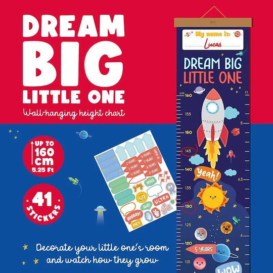 Legami Milano Kids Growth Height Chart Wall Sticker with Design Space Light Multicolour