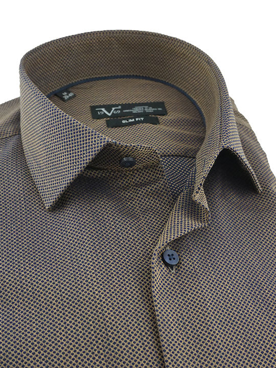 Versace 19.69 Sportswear Men's Cotton Long Sleeve Shirt "TARANTO" Brown Slim Fit (11.26.TARANTO) (100% Cotton)