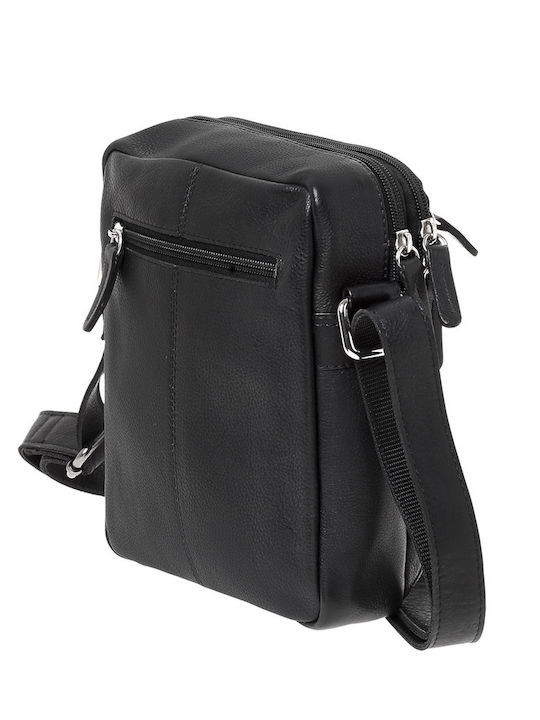 Leder Herrentasche Schulter / Crossbody Schwarz