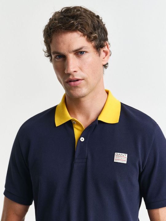 Gant Contrast Polo Blouse Dark Blue