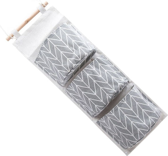 Organizator de Baie Suspendat cu 3 Rafturi din Material Textil Culoare Gri