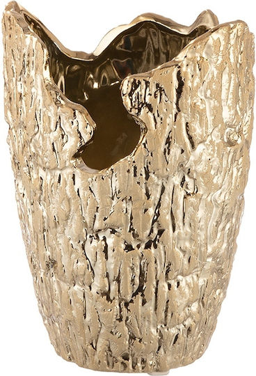 ArteLibre Ceramic Floor Vase Crepa Gold Φ13xH185cm