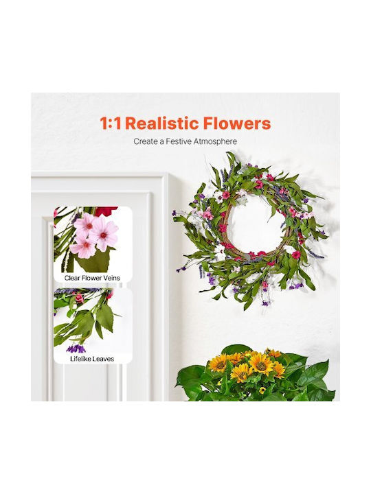 Vevor Artificial Decorative Wreath 56 cm Pink Green Daisies All Year Round Wreath Zshh22inchcjy8kmfv0