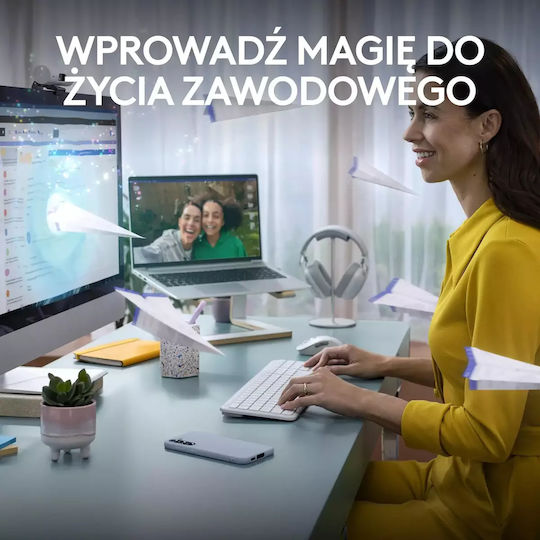 Logitech Signature Slim Combo MK950 Ασύρματο Bluetooth Σετ Πληκτρολόγιο & Ποντίκι Αγγλικό US Λευκό