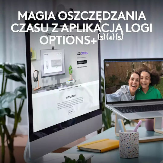 Logitech Signature Slim Combo MK950 Ασύρματο Bluetooth Σετ Πληκτρολόγιο & Ποντίκι Αγγλικό US Λευκό