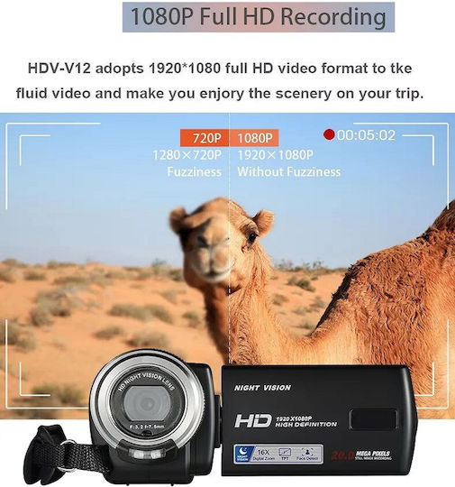Andowl Видеокамера QDV16X Сензор CMOS Запис на Карта с памет с Екран 3" с USB 2.0