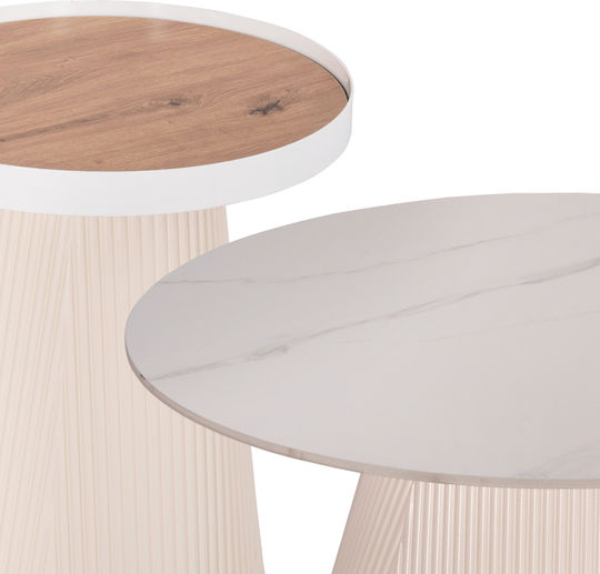 Round Central Coffee Table Duncan Wooden Cream 2 Pieces M52xL52xH51cm