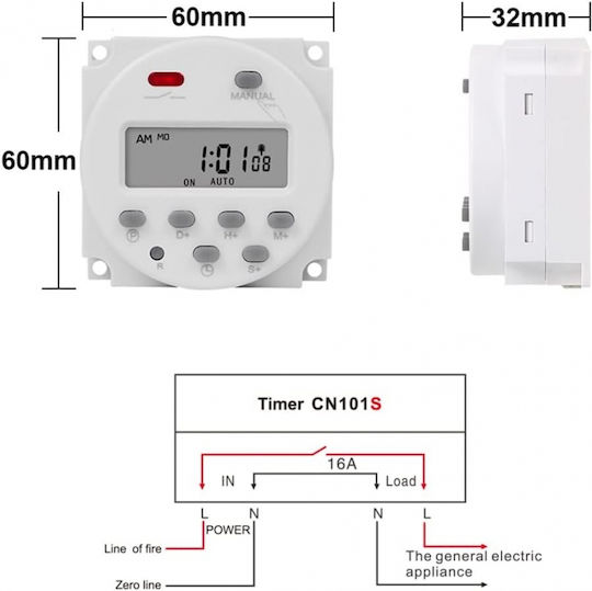 Sinotimer Digital Timer 1 Second Interval 230v Programmable Lcd Digital Timer 7-day Weekly Use Cn101s-2