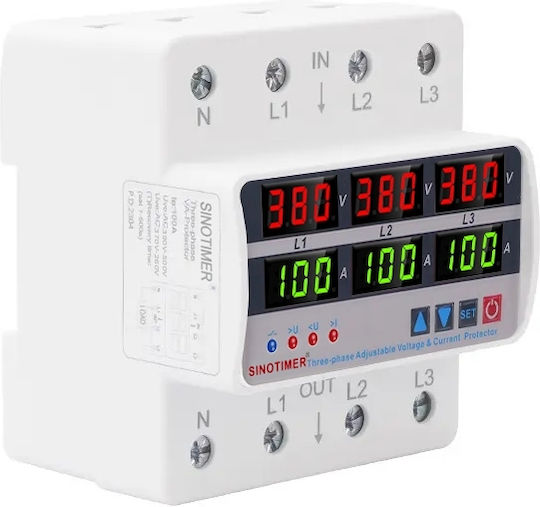 Sinotimer Three-phase Relay Digital Protection Safety Display Voltage 380v Programmable Between 1-100a Stvp935-100a-380