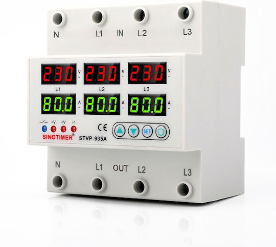 Three-phase Relay Sinotimer Digital Voltage Protection Safety 220v 1-80a Stvp-935-80a Automatic Recovery
