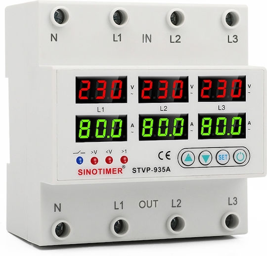 Three-phase Relay Sinotimer Digital Voltage Protection Safety 220v 1-80a Stvp-935-80a Automatic Recovery