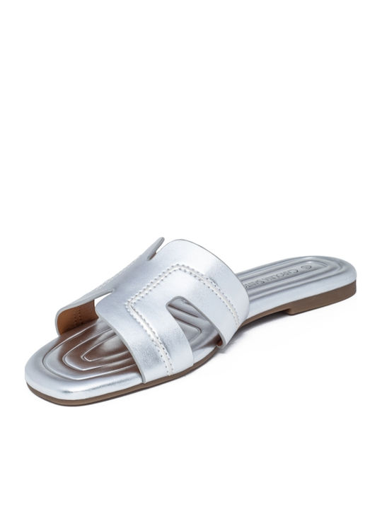 Women's Flat Sandals in Silver Color