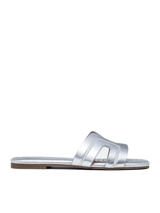 Women's Flat Sandals in Silver Color