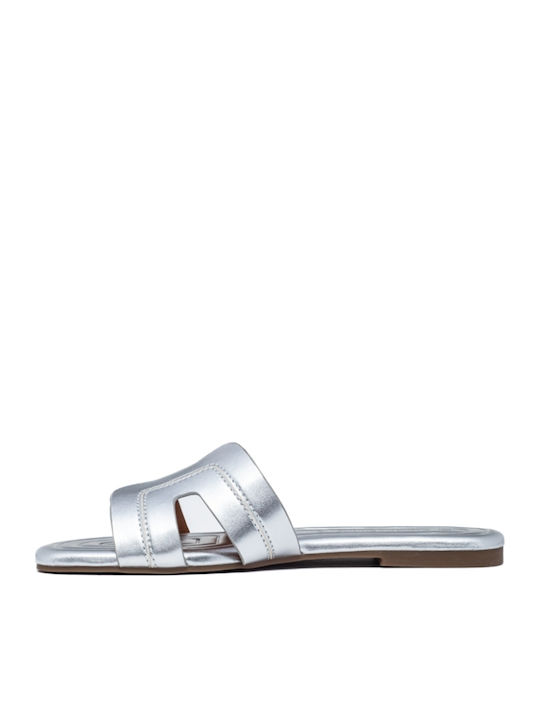 Women's Flat Sandals in Silver Color
