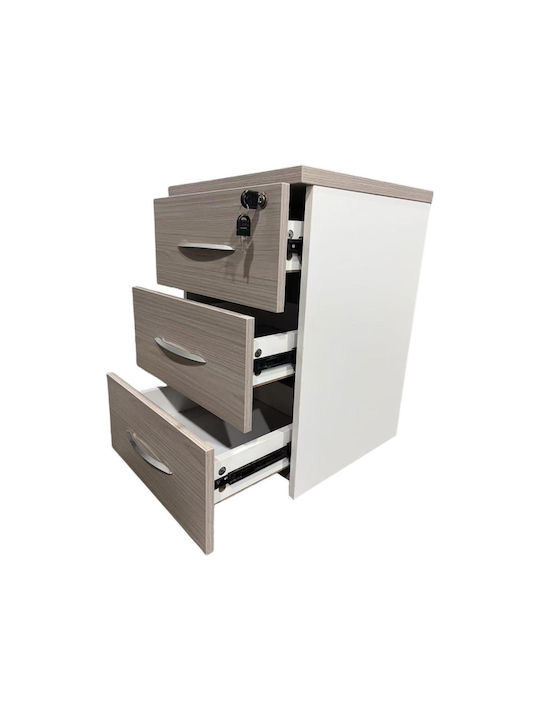 Armadi Office Storage Chipboard Drawer with Wheels, Lock & Drawers Γκρι-λευκή L40xW40xH55cm