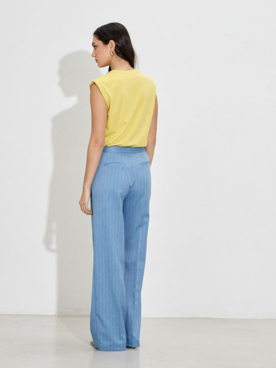 Damen Stoff Hose Hellblau