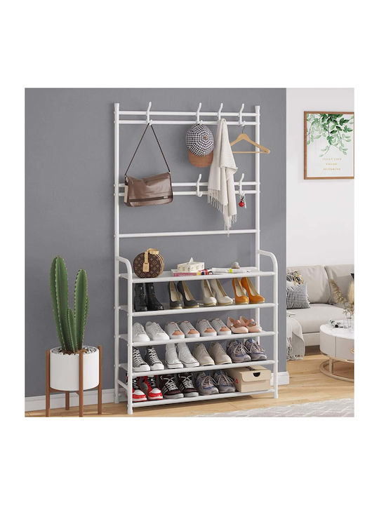 Ergorack Hallway Furniture with Hanger & Shoe Rack White 80x26x172cm