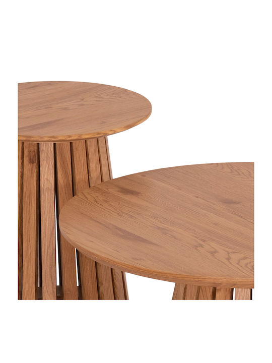 Round Side Table Talbert Wooden Natural Wood 2pcs L43xW43xH45cm.